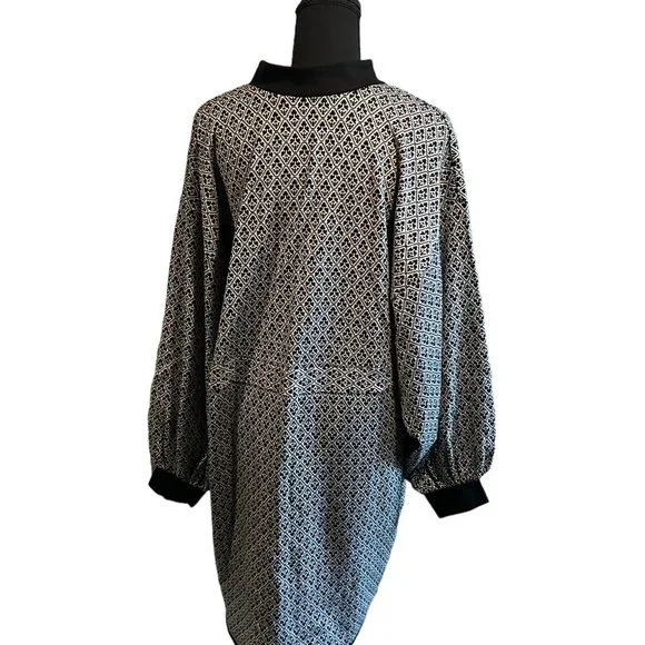 Eloquii Womens Dress Textured Knit Long Sleeve Jacquard Design Black White 18/20 - Picture 7 of 16